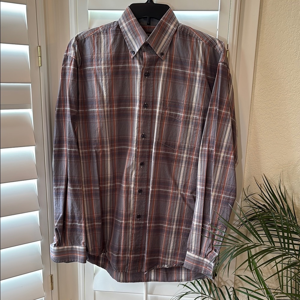 Stetson Gray and Brown Casual Button Down Shirt